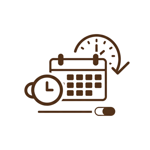 Icon of a calendar and clock for coffee subscriptions on a white background